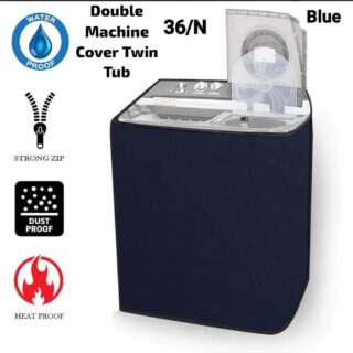 Blue waterproof washing machine cover for twin tub machine