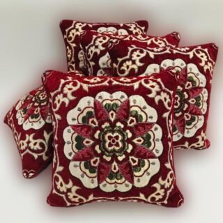 Velvet floral cushion covers burgundy color set