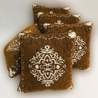 Velvet floral cushion covers brown and white design