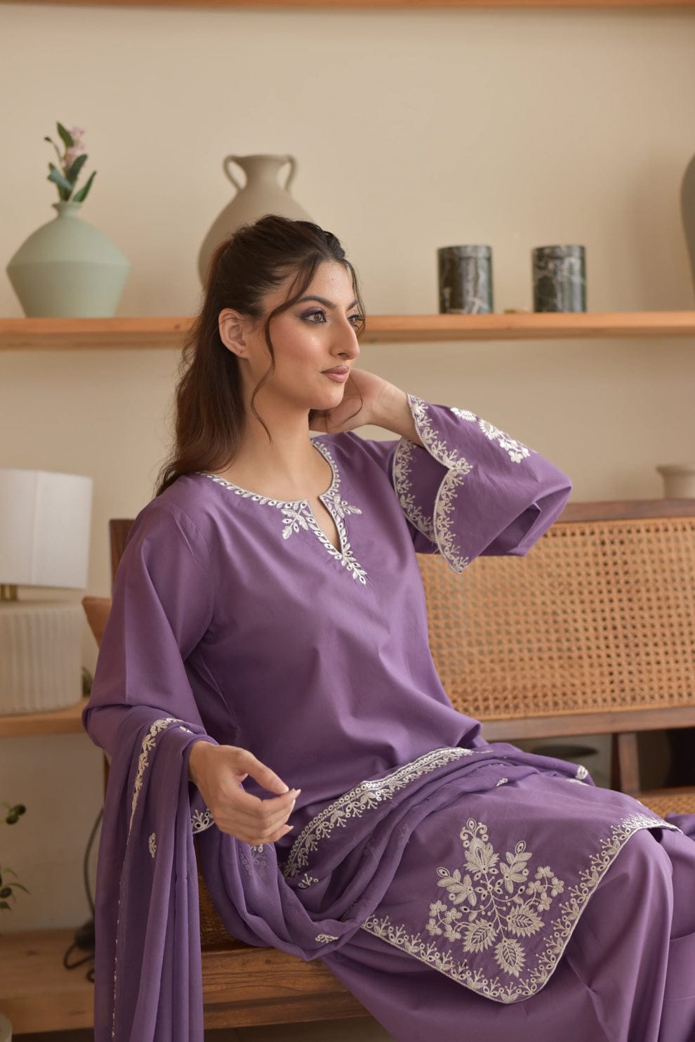 Premium Embroidery 3PC Cotton Dress for Elegant Style 2 Premium Embroidery 3PC Cotton Dress for Elegant Style - Image 2