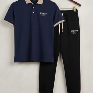 Navy Blue Track Suit for Men with MILANO Print