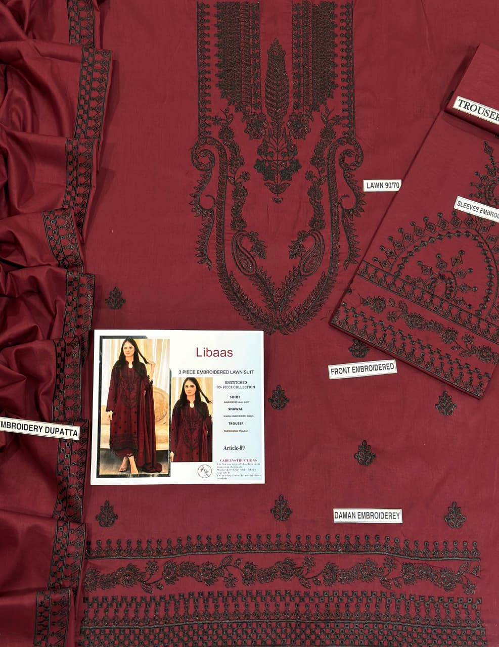 Pure Lawn 3pc Embroidered Suit Premium Summer Outfit Best 3 Pure Lawn 3pc embroidered summer suit front design view