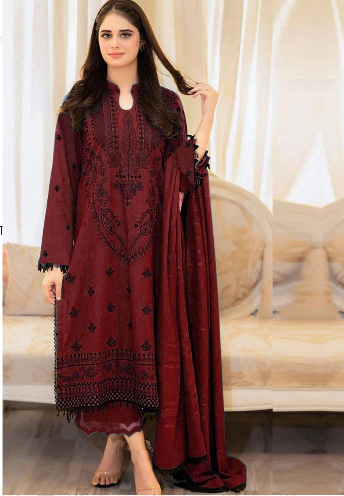 Pure Lawn 3pc Embroidered Suit Premium Summer Outfit Best 1 Pure Lawn 3pc embroidered summer suit front design view