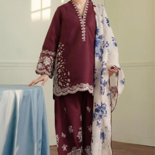 Pure Lawn 3pc embroidered summer suit with elegant embroidery