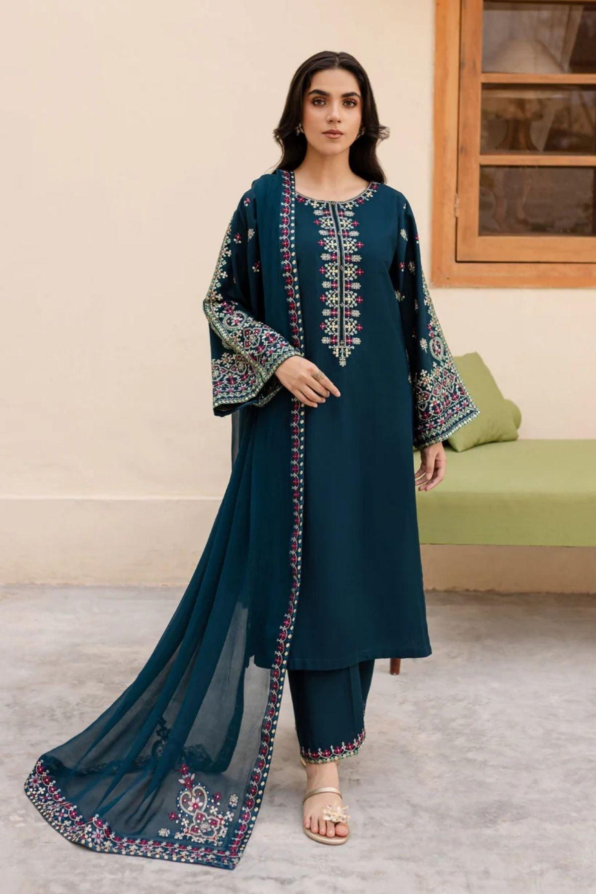 Pure Lawn 3pc Embroidered Summer Suit | Premium Best Design 2026 1 Pure Lawn 3pc embroidered summer suit front view
