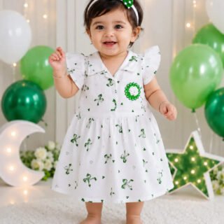 14 August Girls Fancy Frock Trouser Set in white cotton lawn