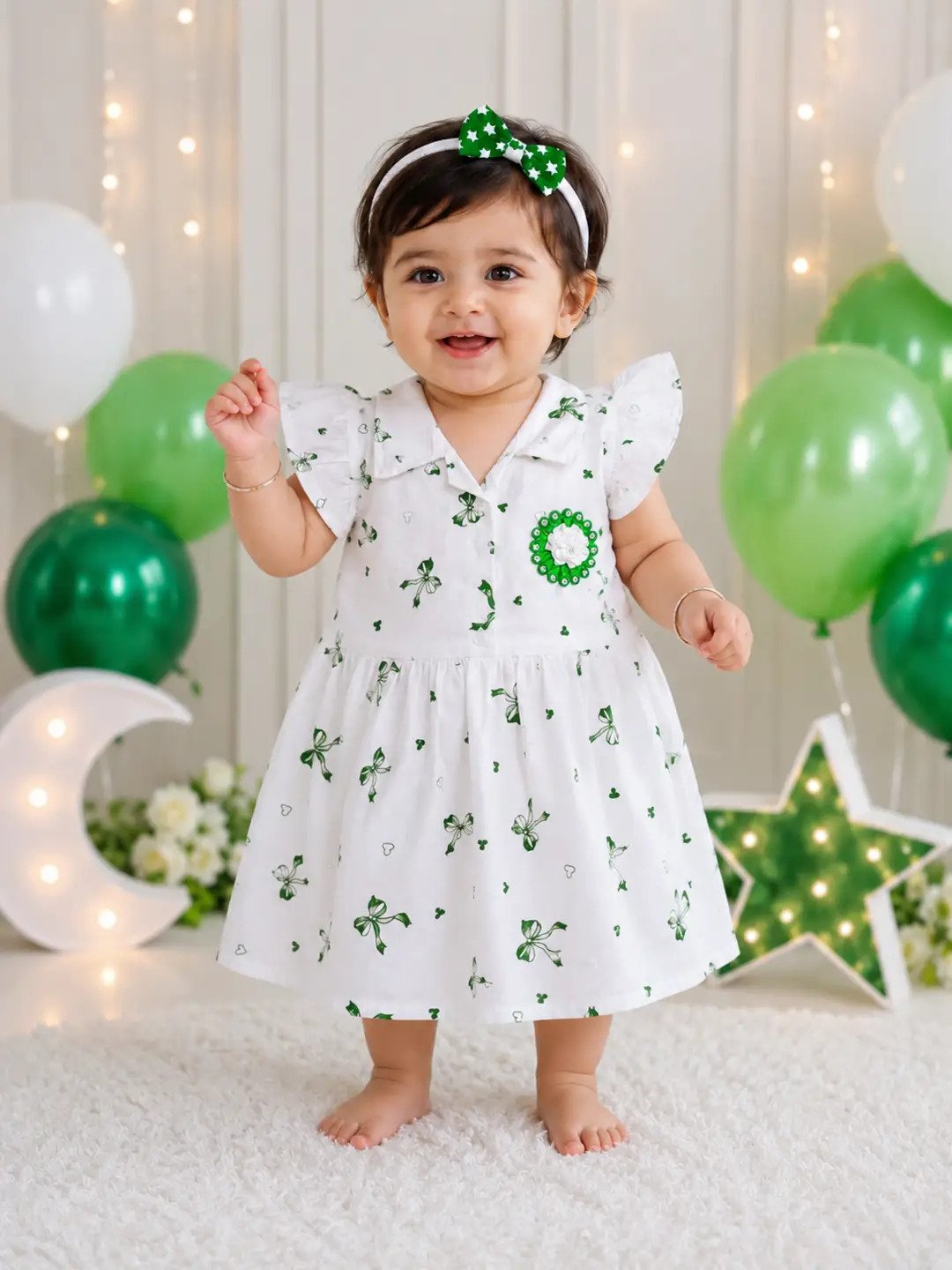 Premium 14 August Girls Fancy Frock Trouser Set 1 14 August Girls Fancy Frock Trouser Set in white cotton lawn