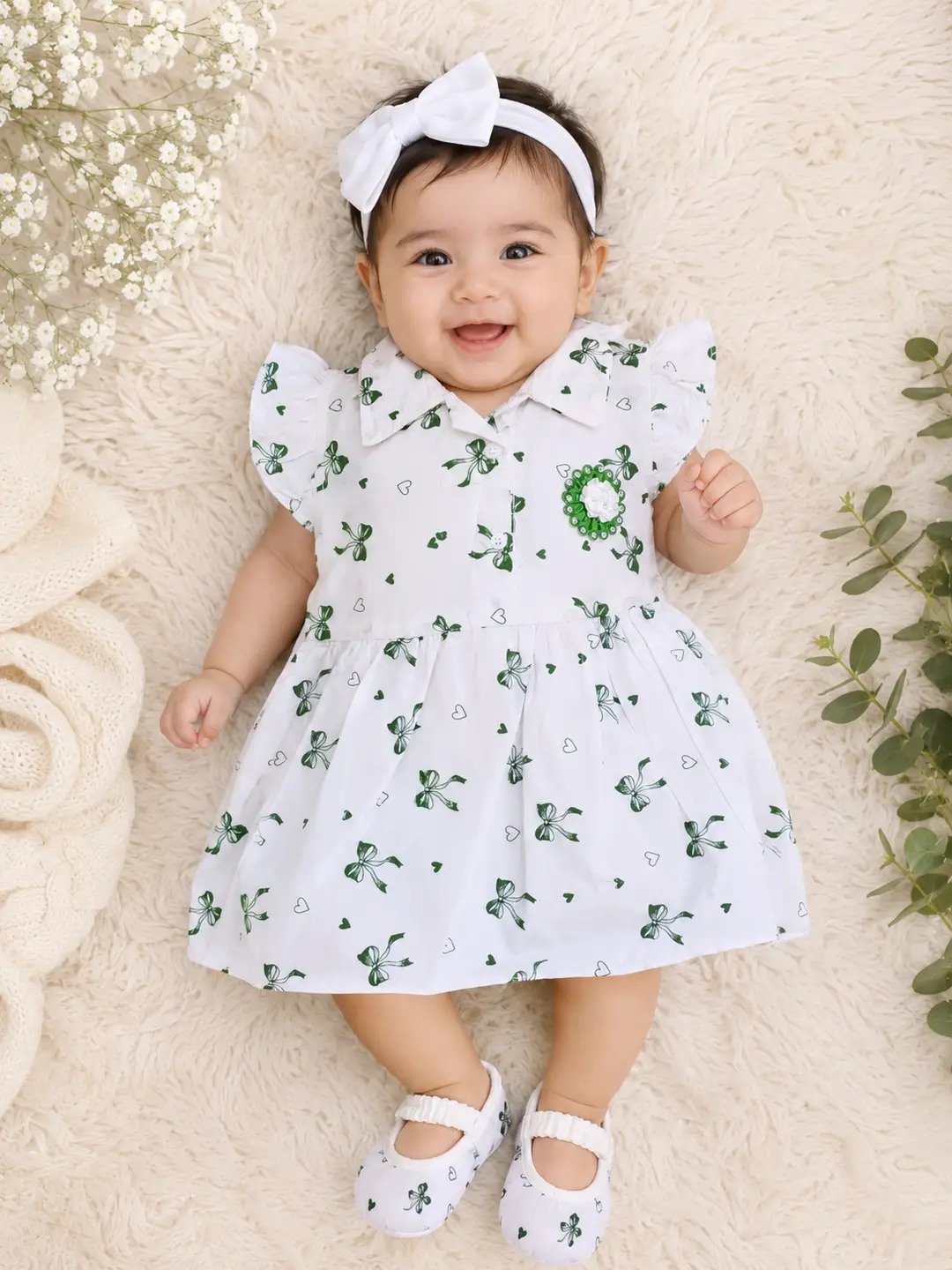Premium 14 August Girls Fancy Frock Trouser Set 4 14 August Girls Fancy Frock Trouser Set in white cotton lawn