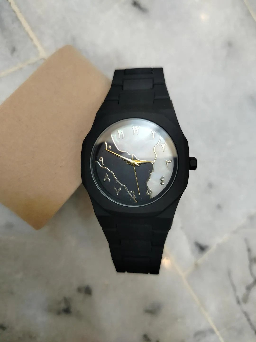 Luxury Aura Marble Dial Unisex Watch Black Strap 4 Luxury Aura Marble Dial Unisex Watch Black Strap - Image 4