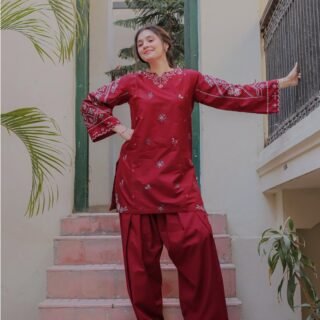 Dua Embroidery 2PC premium lawn Farshi suit