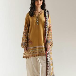 Safina Lawn 3PC Embroidered Suit with Farshi Shalwar