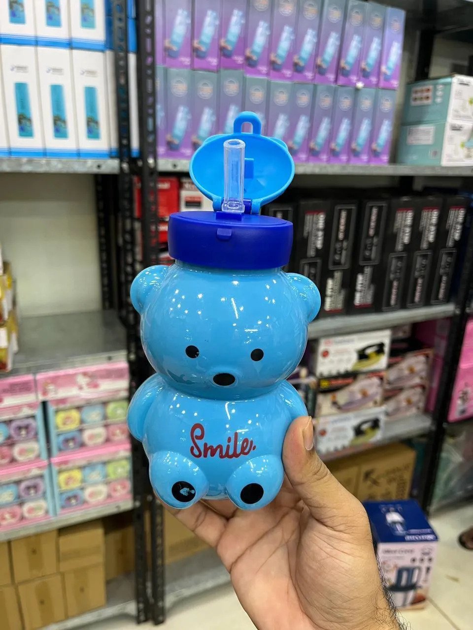 Teddy Bear Kids Water Bottle Blue Pink 4 Teddy Bear Kids Water Bottle Blue Pink - Image 4
