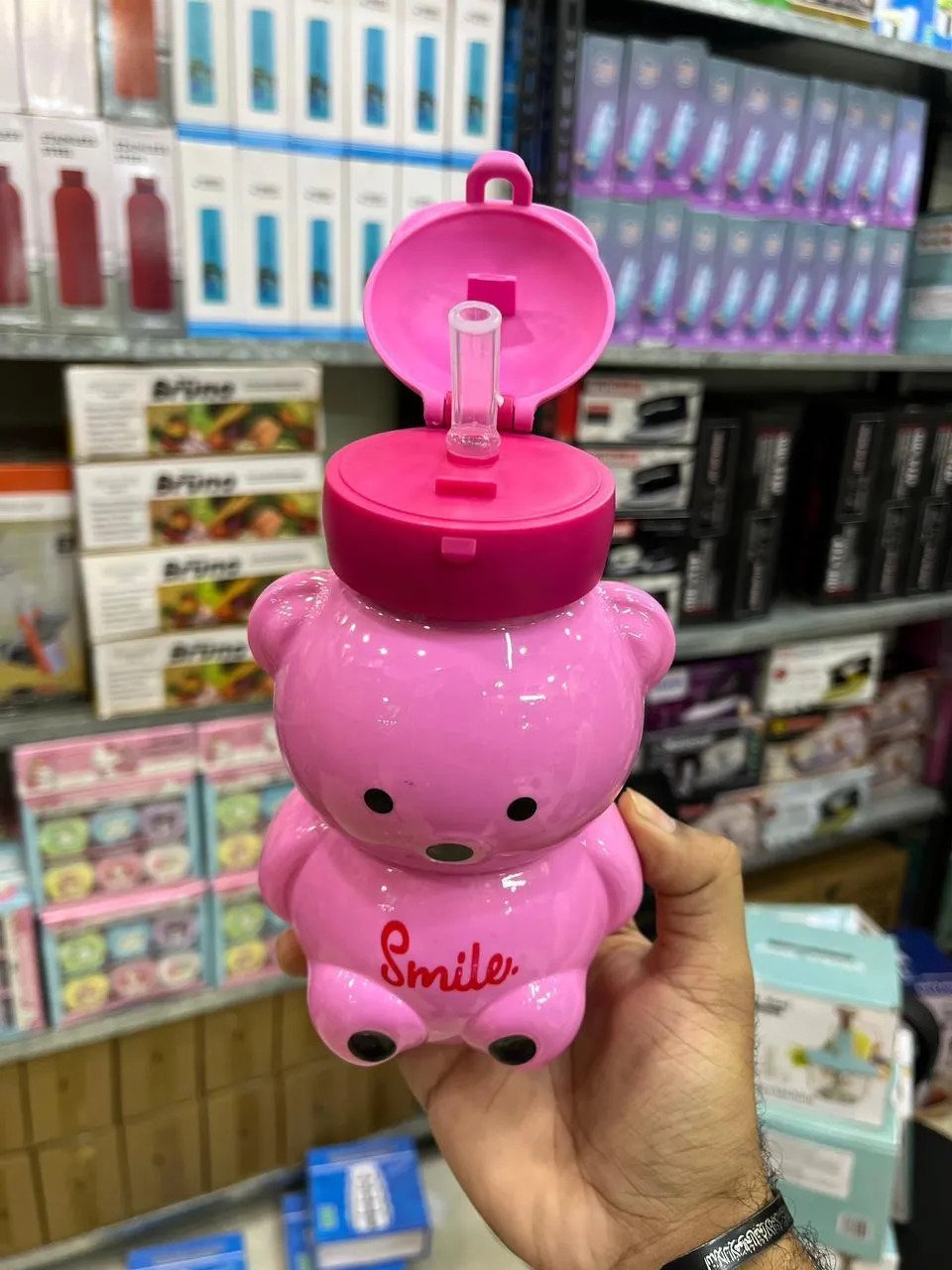 Teddy Bear Kids Water Bottle Blue Pink 5 Teddy Bear Kids Water Bottle Blue Pink - Image 5