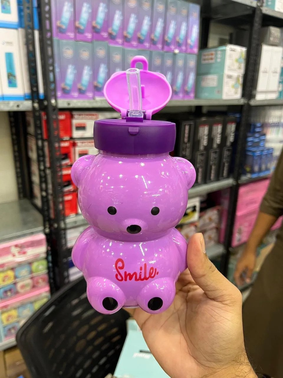 Teddy Bear Kids Water Bottle Blue Pink 8 Teddy Bear Kids Water Bottle Blue Pink Cute Design