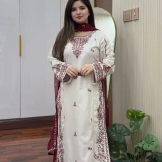 Snow Drop Embroidered 3PC premium lawn suit