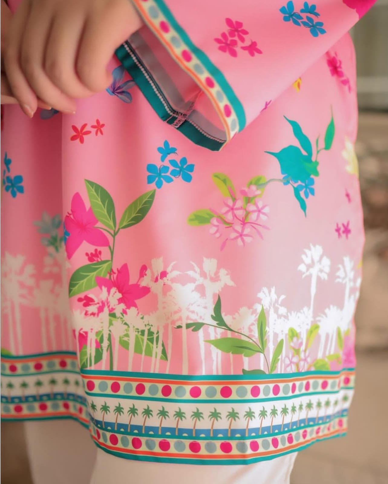 Pink Floral Digital Printed 2PC Premium Grip Silk Suit Best 9 Pink Floral Digital Printed 2PC Premium Grip Silk Suit Best - Image 9