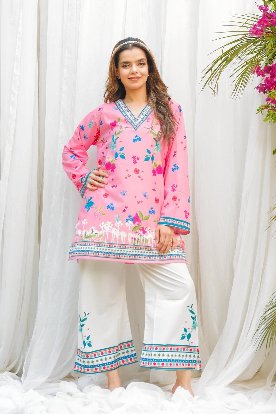 Pink Floral Digital Printed 2PC Premium Grip Silk Suit Best 6 Pink Floral Digital Printed 2PC Premium Grip Silk Suit Best - Image 6