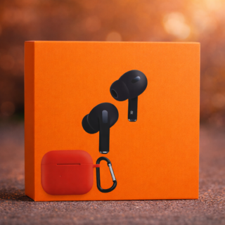 Pro 2 Wireless Earbuds with orange silicone case