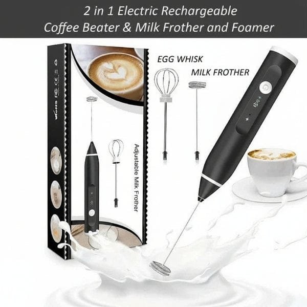 2 In 1 Electric Milk Frother & Egg Whisk | Kitchen Appliances 1 Electric Milk Frother Egg Whisk for coffee and baking