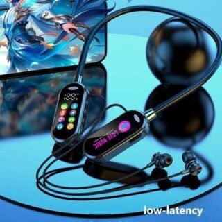 Bluetooth 5.4 Wireless Neckband Earphones with LED battery display