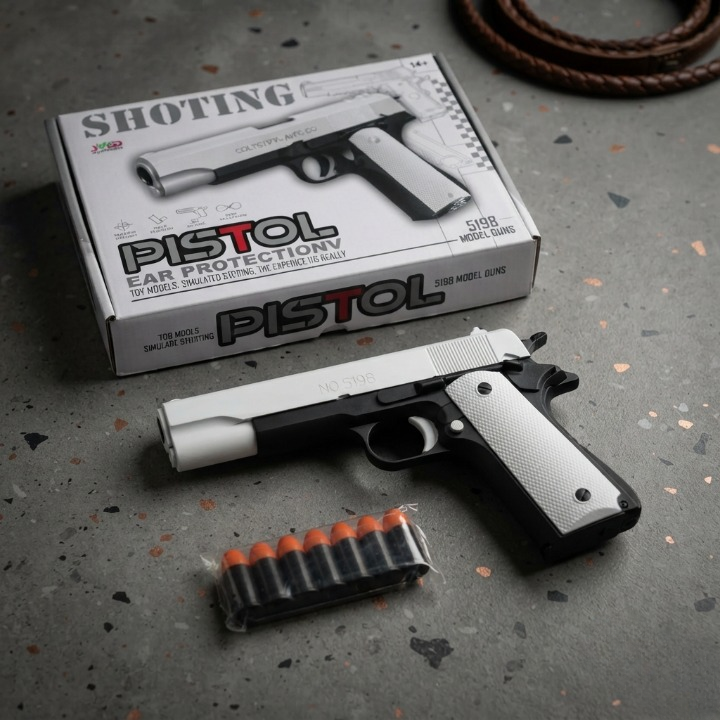 Toy Model Pistol 519B With Soft Foam Bullets | Toys for Kids 1 Toy Model Pistol 519B with soft foam bullets
