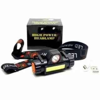 2W Rechargeable LED Headlamp Type C Black Orange