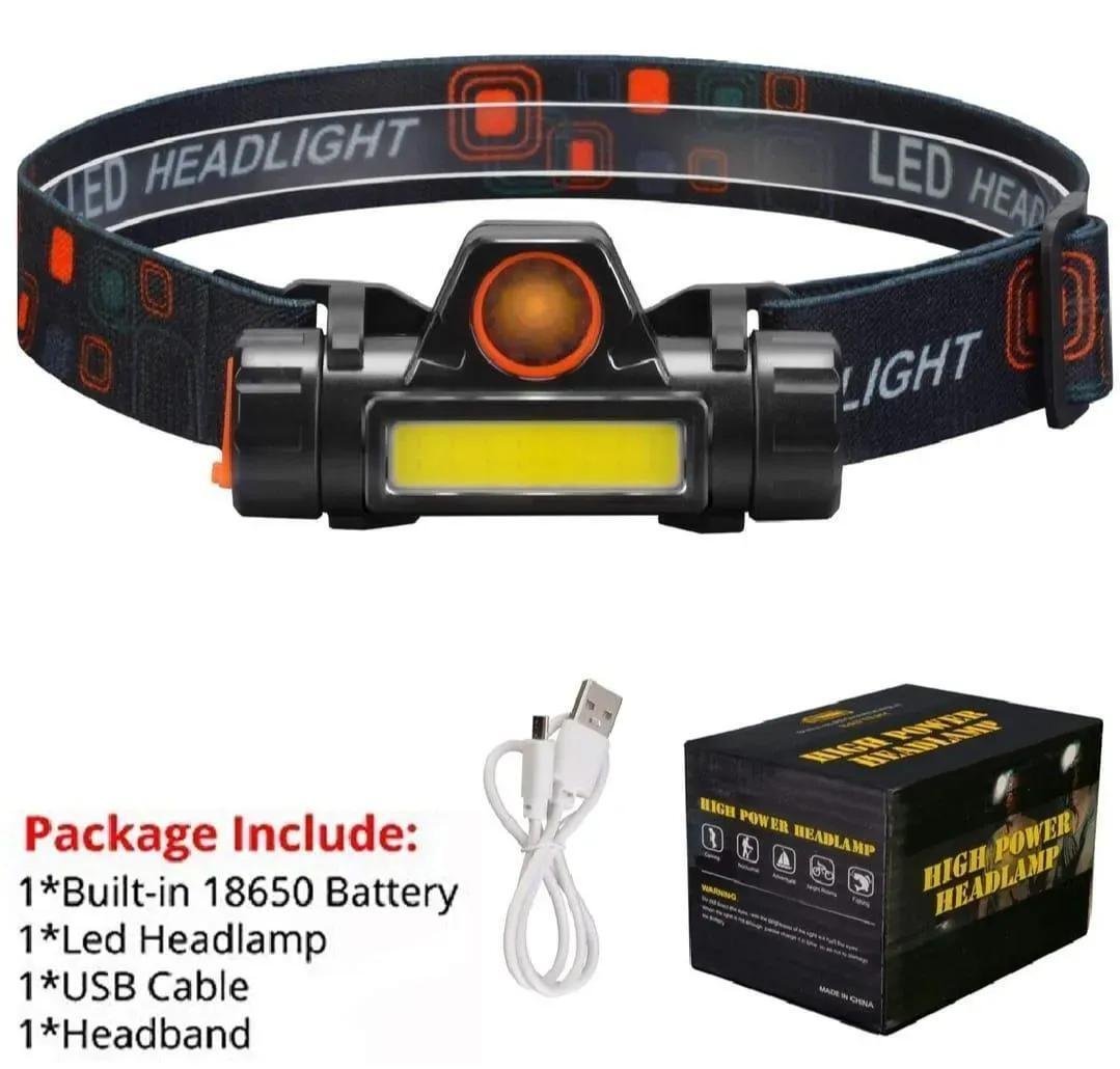 2W Rechargeable LED Headlamp Type C Black Orange 3 2W Rechargeable LED Headlamp Type C Black Orange - Image 3
