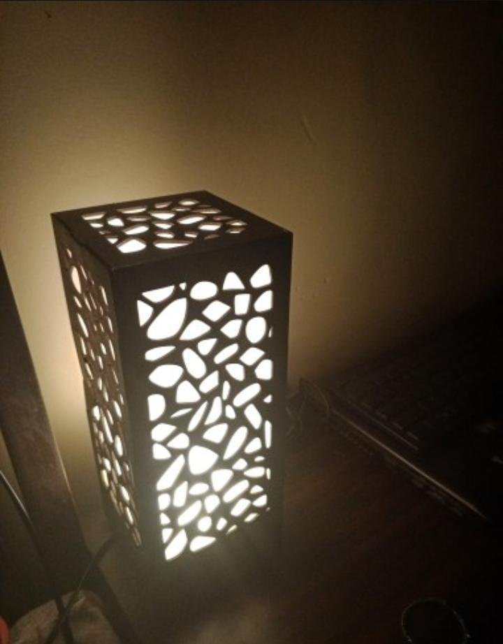 3D Laser Cut Wooden Table Lamp With Golden Light | Home Decor 4 3D Laser Cut Wooden Table Lamp With Golden Light | Home Decor - Image 4
