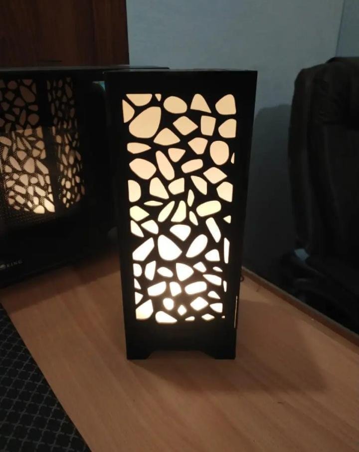 3D Laser Cut Wooden Table Lamp With Golden Light | Home Decor 6 3D Laser Cut Wooden Table Lamp With Golden Light | Home Decor - Image 6
