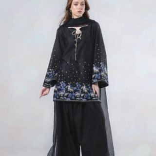 Black Pearl Embroidery 3PC premium lawn suit with Shafoon dupatta