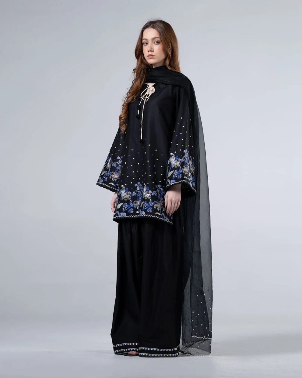 Black Pearl Embroidery 3PC Premium Lawn Suit | Stitched Collection 3 Black Pearl Embroidery 3PC Premium Lawn Suit | Stitched Collection - Image 3