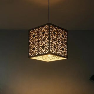 Modern Wall Lamp With Golden Light in dark brown MDF