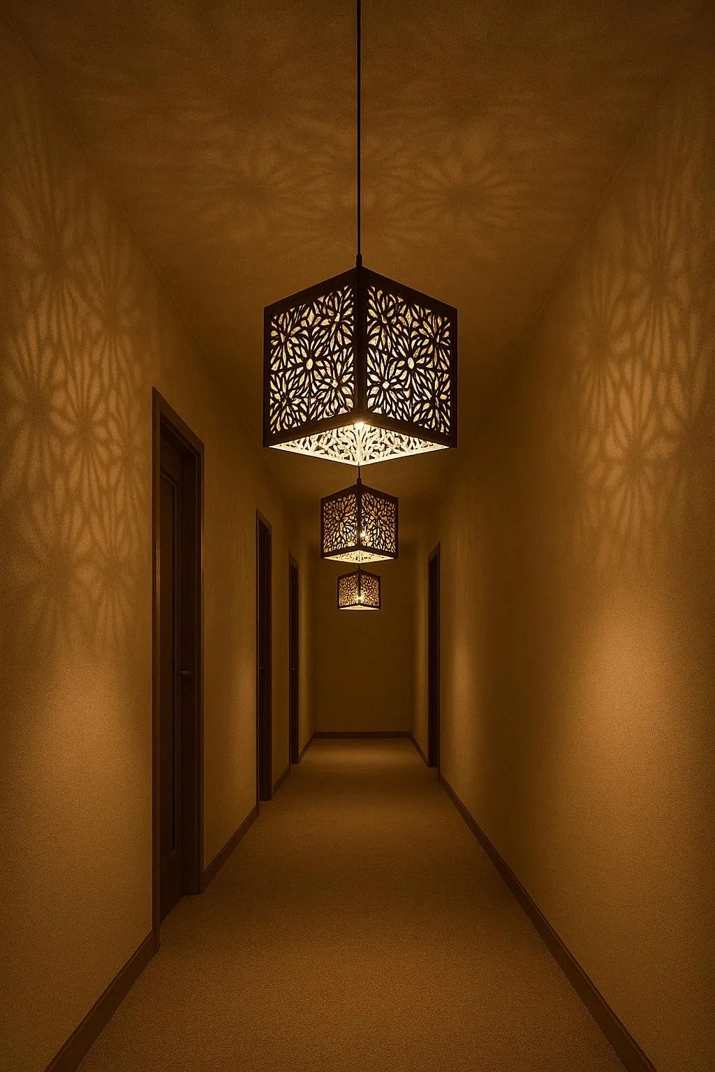 Modern Wall Lamp With Golden Light, Dark Brown MDF | Home Decor 3 Modern Wall Lamp With Golden Light, Dark Brown MDF | Home Decor - Image 3