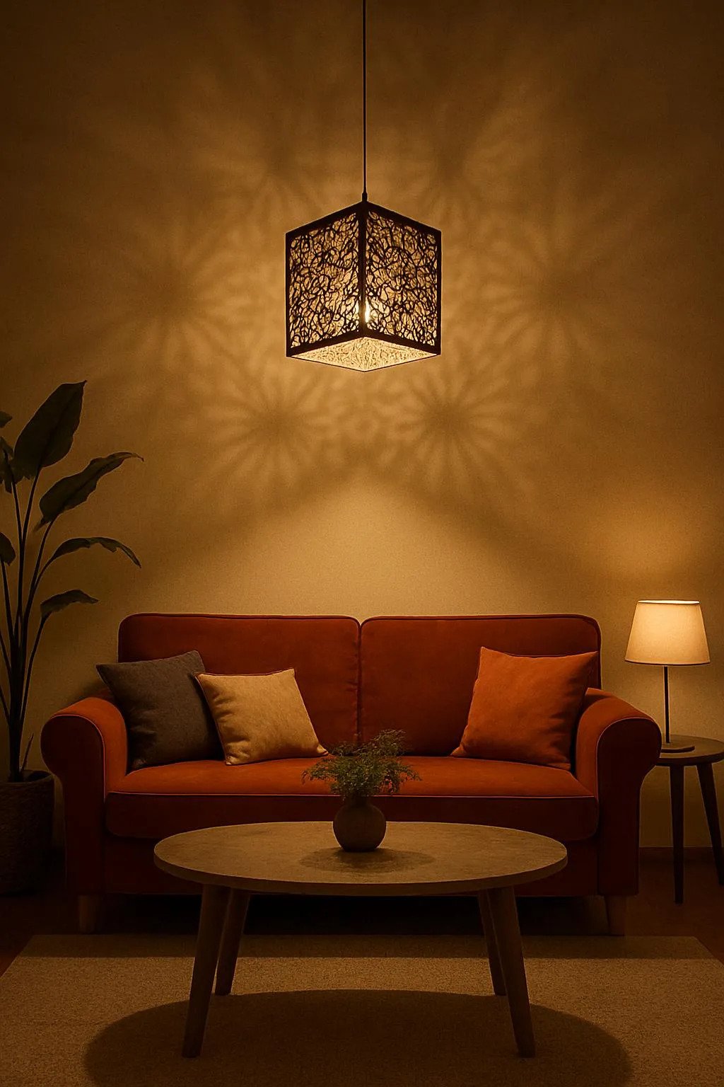 Modern Wall Lamp With Golden Light, Dark Brown MDF | Home Decor 4 Modern Wall Lamp With Golden Light, Dark Brown MDF | Home Decor - Image 4