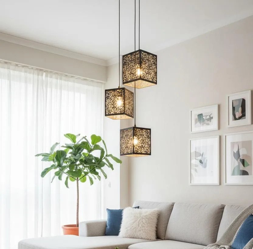Modern Wall Lamp With Golden Light, Dark Brown MDF | Home Decor 5 Modern Wall Lamp With Golden Light, Dark Brown MDF | Home Decor - Image 5