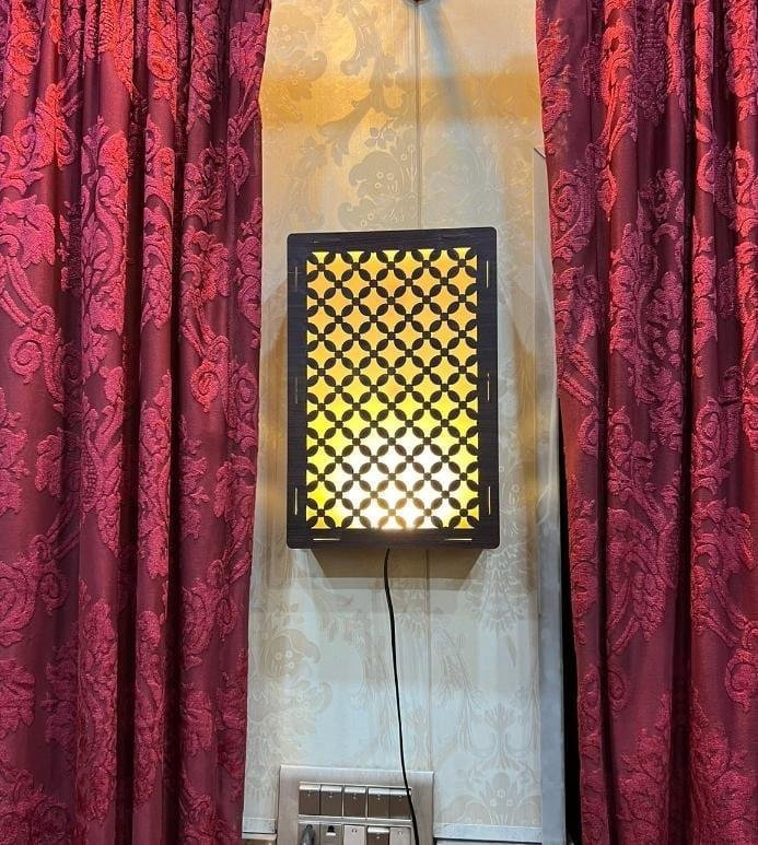 Rechargeable Wall Lamp Golden Brown MDF Light | Home Decor 4 Rechargeable Wall Lamp Golden Brown MDF Light | Home Decor - Image 4
