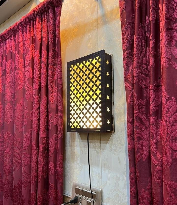 Rechargeable Wall Lamp Golden Brown MDF Light | Home Decor 5 Rechargeable Wall Lamp dark brown MDF design
