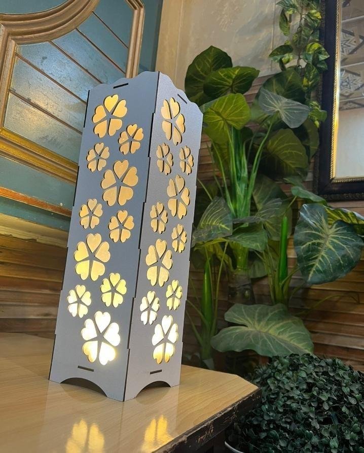 Rechargeable Wooden Table Lamp, Floral Design | Home Decor | Decoration Lamps 5 Rechargeable Wooden Table Lamp with floral design