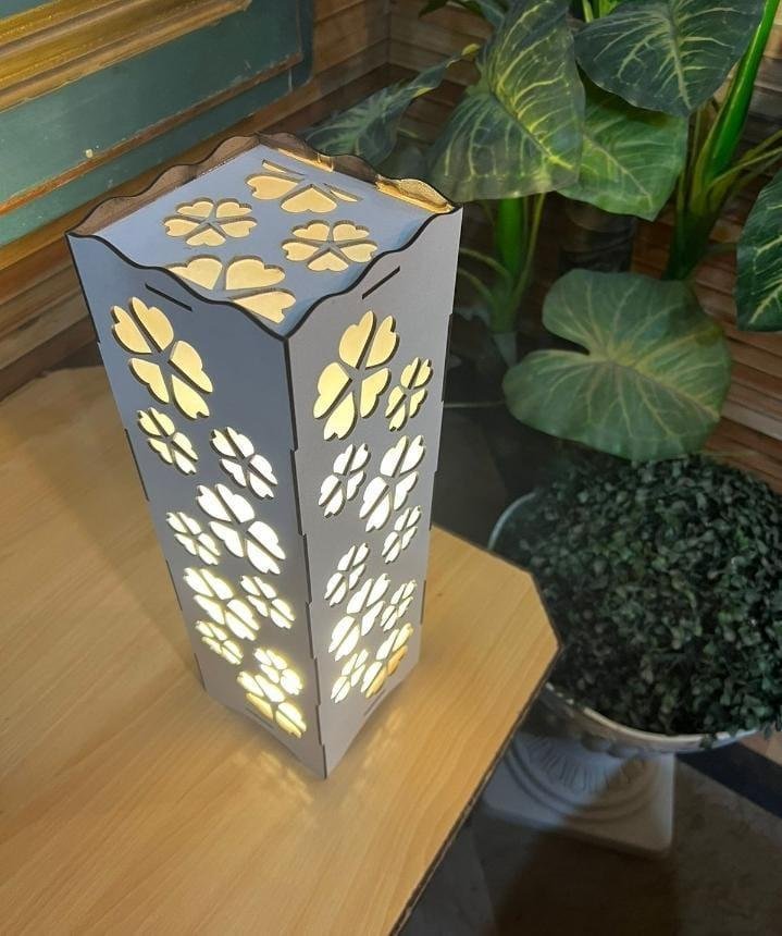 Rechargeable Wooden Table Lamp, Floral Design | Home Decor | Decoration Lamps 2 Rechargeable Wooden Table Lamp, Floral Design | Home Decor | Decoration Lamps - Image 2