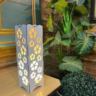 Rechargeable Wooden Table Lamp with floral design