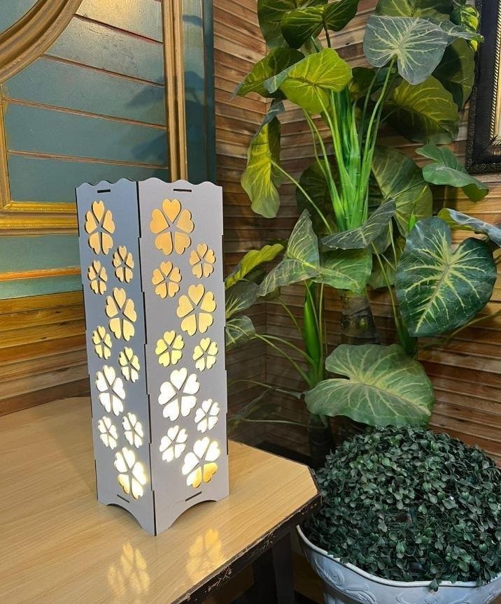 Rechargeable Wooden Table Lamp, Floral Design | Home Decor | Decoration Lamps 1 Rechargeable Wooden Table Lamp with floral design