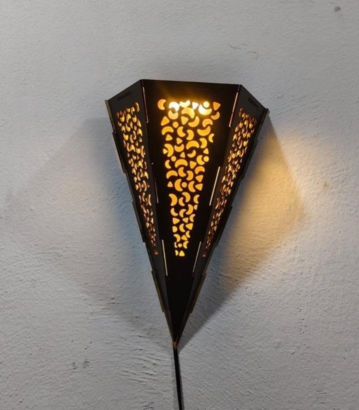 Rechargeable Wooden Wall Lamp Dark Brown Golden Light | Home Decor 2 Rechargeable Wooden Wall Lamp Dark Brown Golden Light | Home Decor - Image 2