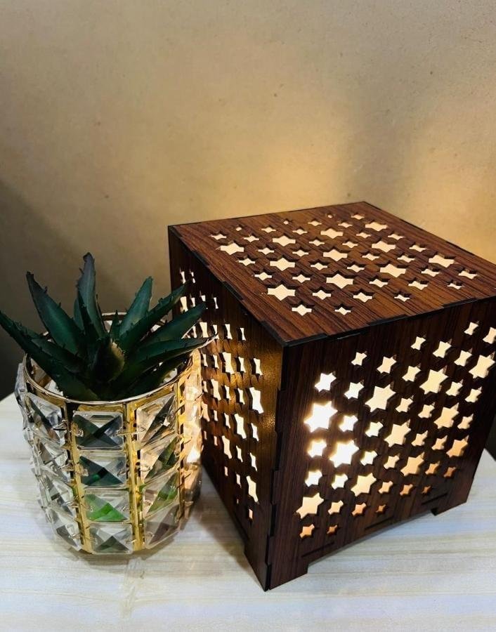 Star Design Wooden Table Lamp, Golden Warm Glow | Home Decor | Decoration Lamps 2 Star Design Wooden Table Lamp, Golden Warm Glow | Home Decor | Decoration Lamps - Image 2