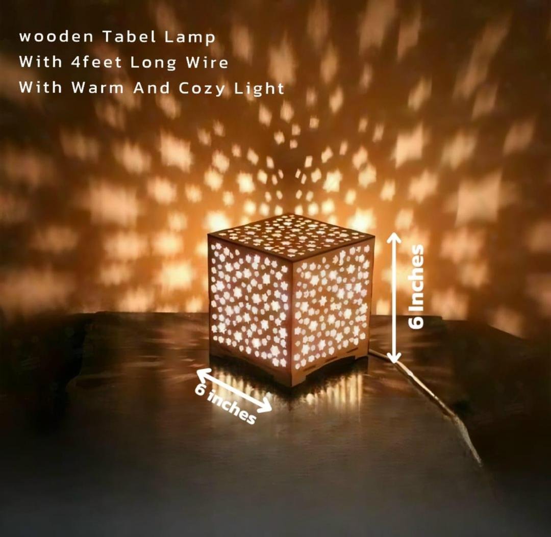 Star Design Wooden Table Lamp, Golden Warm Glow | Home Decor | Decoration Lamps 3 Star Design Wooden Table Lamp, Golden Warm Glow | Home Decor | Decoration Lamps - Image 3