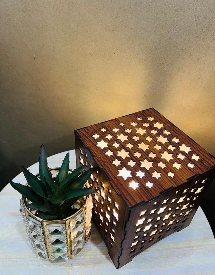Star Design Wooden Table Lamp, Golden Warm Glow | Home Decor | Decoration Lamps 4 Star Design Wooden Table Lamp, Golden Warm Glow | Home Decor | Decoration Lamps - Image 4