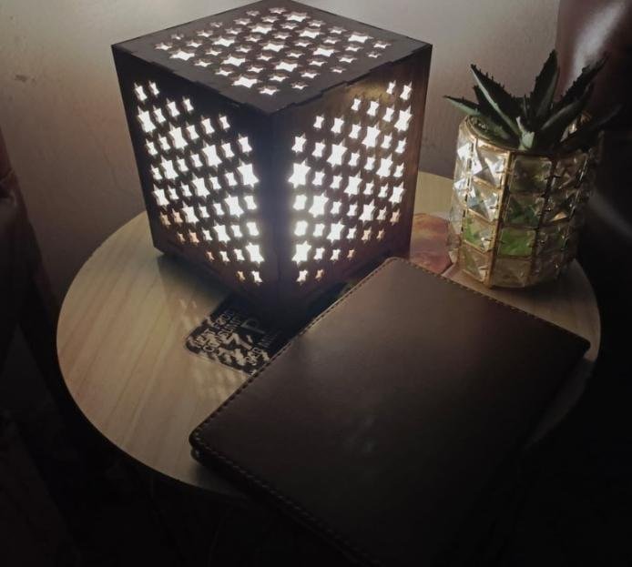 Star Design Wooden Table Lamp, Golden Warm Glow | Home Decor | Decoration Lamps 7 Star Design Wooden Table Lamp with golden light