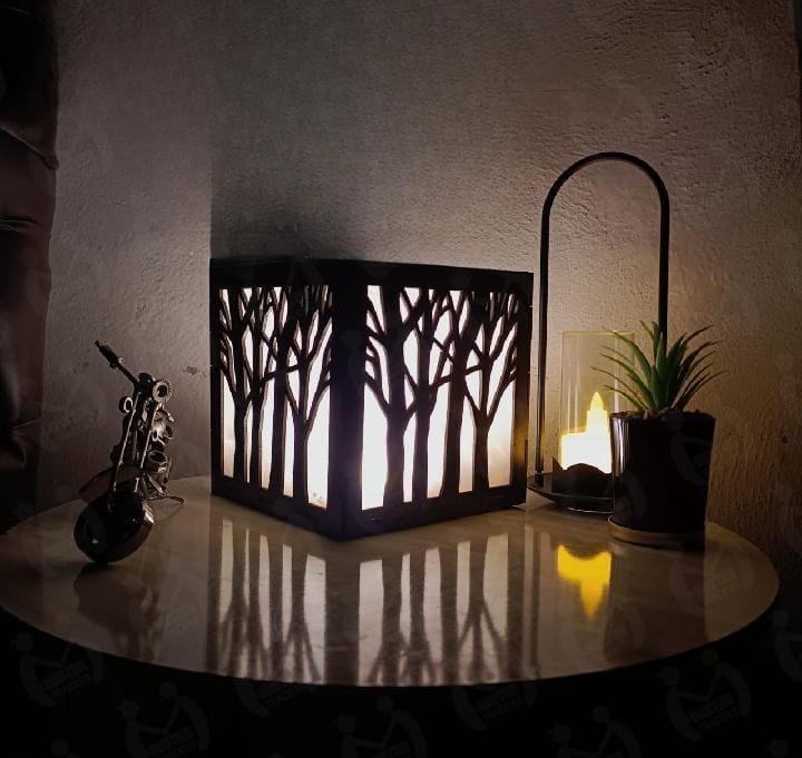 Tree Design Wooden Table Lamp, Dark Brown | Home Decor | Decoraton Light 5 Tree Design Wooden Table Lamp dark brown MDF