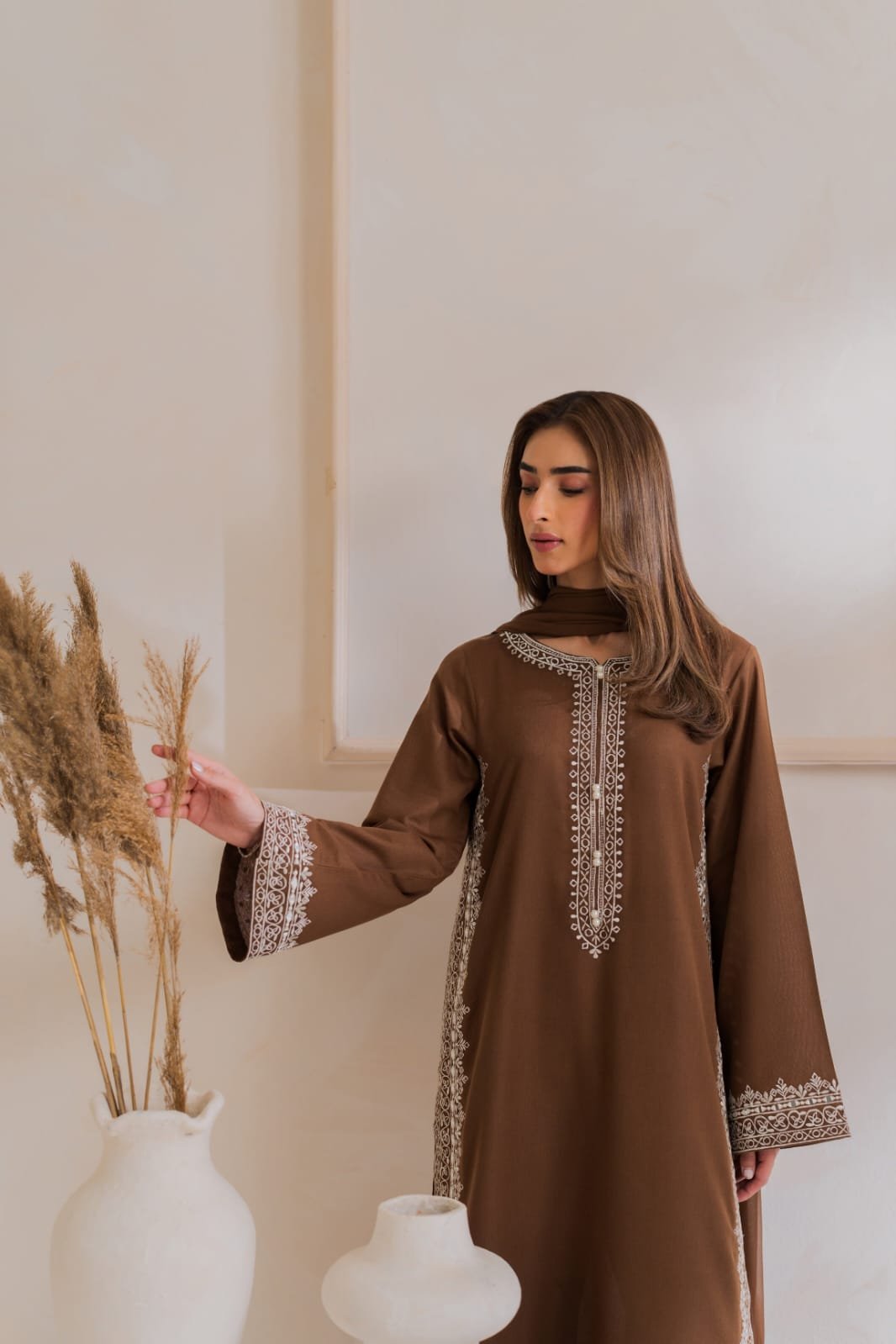 Nafeesa Emb 3PC Cotton Suit | Stitched Collection | Sale 2 Nafeesa Emb 3PC Cotton Suit | Stitched Collection | Sale - Image 2