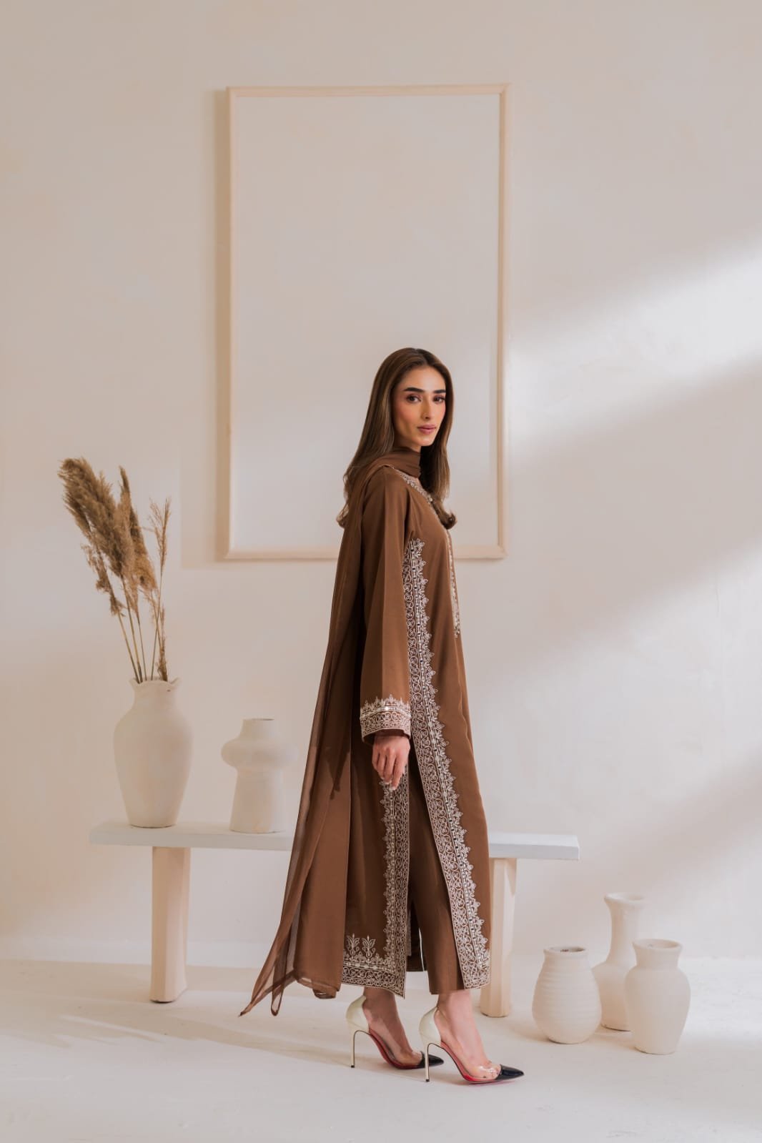 Nafeesa Emb 3PC Cotton Suit | Stitched Collection | Sale 3 Nafeesa Emb 3PC Cotton Suit | Stitched Collection | Sale - Image 3