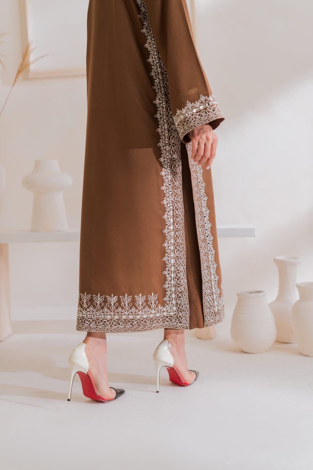 Nafeesa Emb 3PC Cotton Suit | Stitched Collection | Sale 7 Nafeesa Emb 3PC Cotton Suit with embroidered long shirt and chiffon dupatta